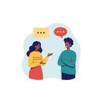 Two People Talking Conversation Illustration Design vector