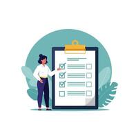 Checklist Completed Woman Business Planning Task Management vector