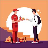 Fast Food Delivery Service Burger Meal Order vector