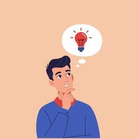 Man Thinking Creative Idea Light Bulb Concept Illustration vector
