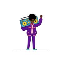 Retro 80s Boombox Person Illustration Graphic Design vector