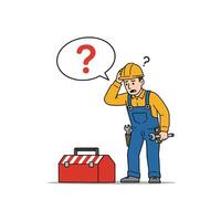 Confused Worker with Tool Box Needs Help vector