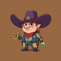 Grumpy Sheriff Elf Cartoon Character Illustration vector
