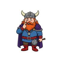 Thinking Viking Cartoon Character with Mace vector