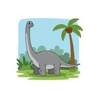 Adorable Cartoon Brachiosaurus Dinosaur Illustration vector