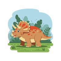 Triceratops Dinosaur Cartoon Illustration vector