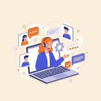 Online Customer Support Agent Providing Excellent Service vector