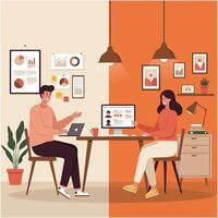 Team Collaboration Remote Work Project Management Illustration vector
