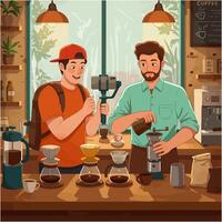 Coffee Brewing Tutorial Barista Makes Pour Over vector