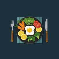 Healthy Breakfast Plate with Egg and Vegetables vector
