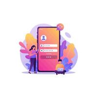 Mobile App Login Design Illustration with Users vector