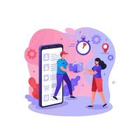 Fast Mobile App Delivery Service Package Receiving Illustration vector