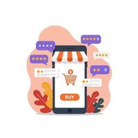 Mobile Shopping App with Excellent Reviews and 5 Star Ratings vector