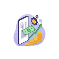 Grow Your Money with Mobile Banking App vector