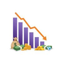 Falling Market Graph Showing Decreasing Investment Value vector