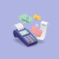 Secure Payment Processing with Credit Card and Pos Terminal vector