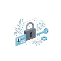 Secure Data Protection with Key and Id Card Illustration vector