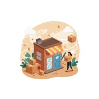 Small Business Shipping Boxes Delivery Service Autumn vector