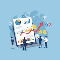 Business Team Analyzing Data Charts for Growth Strategy vector