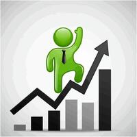 Green Businessman Climbing Growth Chart Success vector