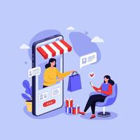 Online Shopping Experience Mobile Store Ecommerce Illustration vector