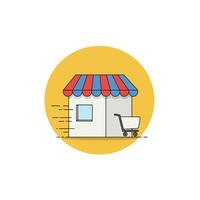 Fast Online Shopping Store Delivery Service Illustration vector