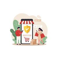 Secure Online Shopping Mobile App with Buyer Protection vector