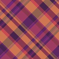 Vibrant diagonal plaid pattern in warm autumnal hues. Perfect for fall fashion, textile designs, or as a stylish background. The intersecting lines create a dynamic and visually appealing texture. vector