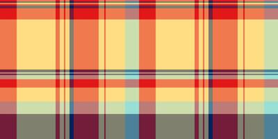 Many plaid tartan seamless, bag check fabric background. Square texture textile pattern in red and orange colors. vector