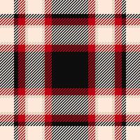 Stylish red, black, and cream plaid pattern. Perfect for textile design, apparel, and seasonal projects. vector