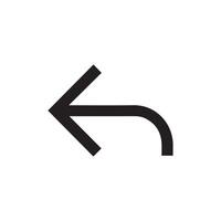 Minimalist Left Turn Arrow Icon Black Curved Return Symbol for Navigation and UI Design vector