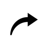 Black Curved Right Arrow Icon Isolated on White Background vector