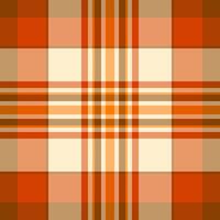 Expensive seamless background, iconic plaid texture fabric. Carnival check textile pattern tartan in orange and blanched almond colors. vector