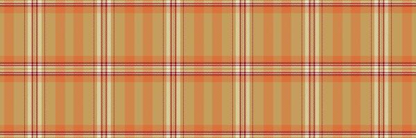 Tan tartan pattern plaid, paisley background seamless. Straight textile fabric texture check in amber and orange colors. vector