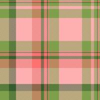 British check pattern seamless, customizable texture tartan background. Seventies textile fabric plaid in red and green colors. vector