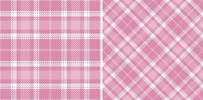 Elegant pink plaid patterns, perfect for textile design, fashion, or branding. Two distinct styles-classic and diagonal-offer versatility. Ideal for creating a feminine and sophisticated aesthetic. vector