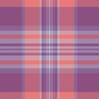 Household pattern textile fabric, blank background plaid tartan. Rough check texture seamless in pink and red colors. vector