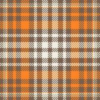 Oriental fabric seamless pattern, baby texture check textile. Vivid plaid tartan background in orange and white colors. vector