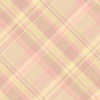 Classical background texture check, household fabric seamless tartan. Layered pattern plaid textile in light and moccasin colors. vector