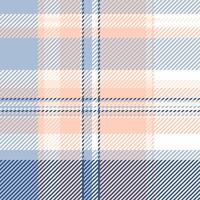 Elegant pastel plaid pattern in soft peach, light blue, and navy. Ideal for textile design, fashion, home decor, or website backgrounds. vector
