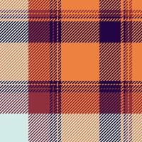 Vibrant autumnal plaid pattern in warm oranges, deep reds, and navy. Perfect for textile design, fall fashion, or seasonal branding. vector