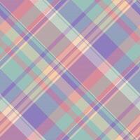 Pasteltoned plaid pattern. Elegant diagonal stripes in soft pinks, purples, and greens create a sophisticated, modern textile design. Ideal for fashion, website backgrounds, or stationery projects. vector