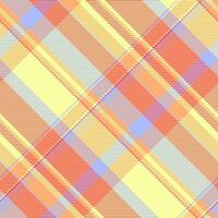 Fuzzy pattern check background, couch fabric tartan textile. Harmony plaid texture seamless in lime and orange colors. vector