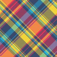 Layout tartan background, cute textile plaid texture. Irish pattern seamless fabric check in blue and yellow colors. vector