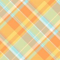 Vibrant diagonal plaid pattern in cheerful pastel hues. Perfect for textile designs, website backgrounds, or crafting projects. Evokes feelings of warmth, optimism, and spring. vector