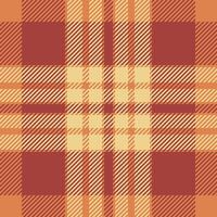 Multicolored textile pattern check, luxurious fabric texture. Deep tartan background seamless plaid in red and orange colors. vector