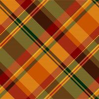 Isolation plaid fabric pattern, scrapbooking texture background tartan. Open seamless check textile in amber and dark colors. vector