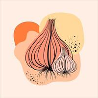 Illustration of onion on abstract background. hand drawn illustration. vector