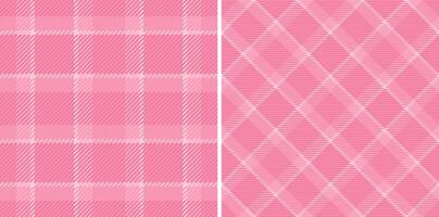Two chic pink plaid patterns, perfect for textile design, backgrounds, or digital scrapbooking. Subtle textures and a soft color palette create a versatile and elegant feel. vector