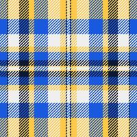 Jacket pattern tartan texture, girly check plaid fabric. Styling seamless textile background in blue and amber colors. vector